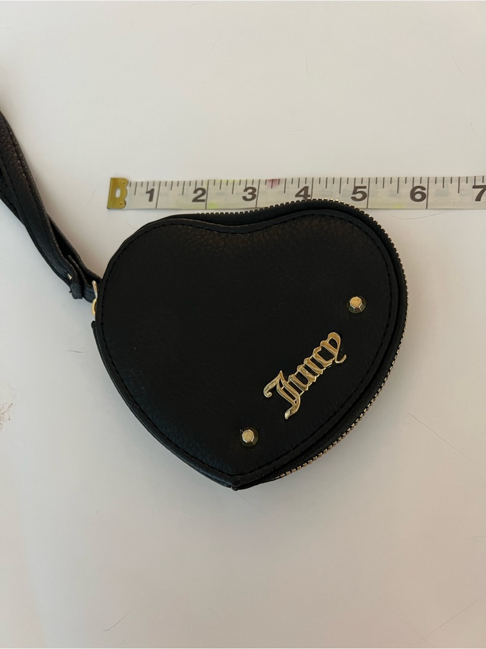 Juicy Couture Black Heart Coin Purse with Gold Logo NWOT